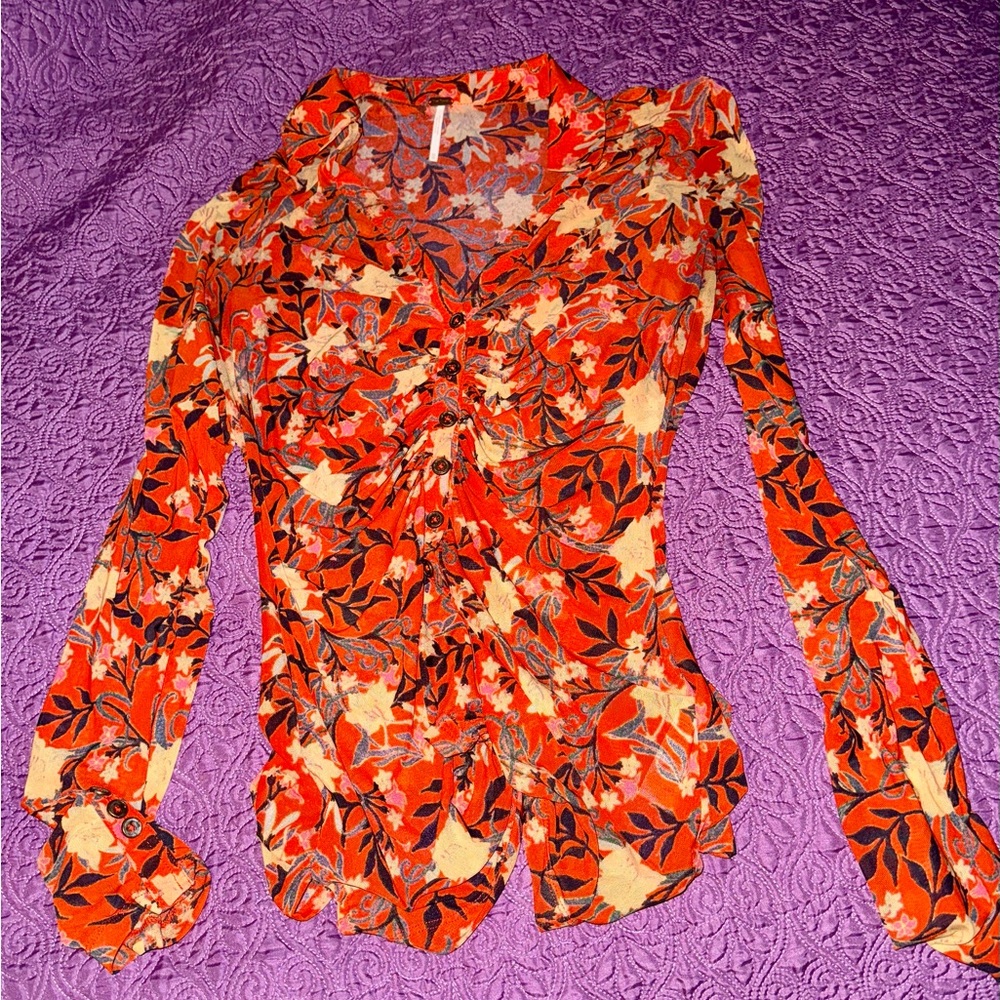 NWOT Free People Shirtee Long Sleeve Top XS